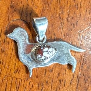 Last One! Solid Sterling Silver & Wild Horse Weiner Dog Pendant